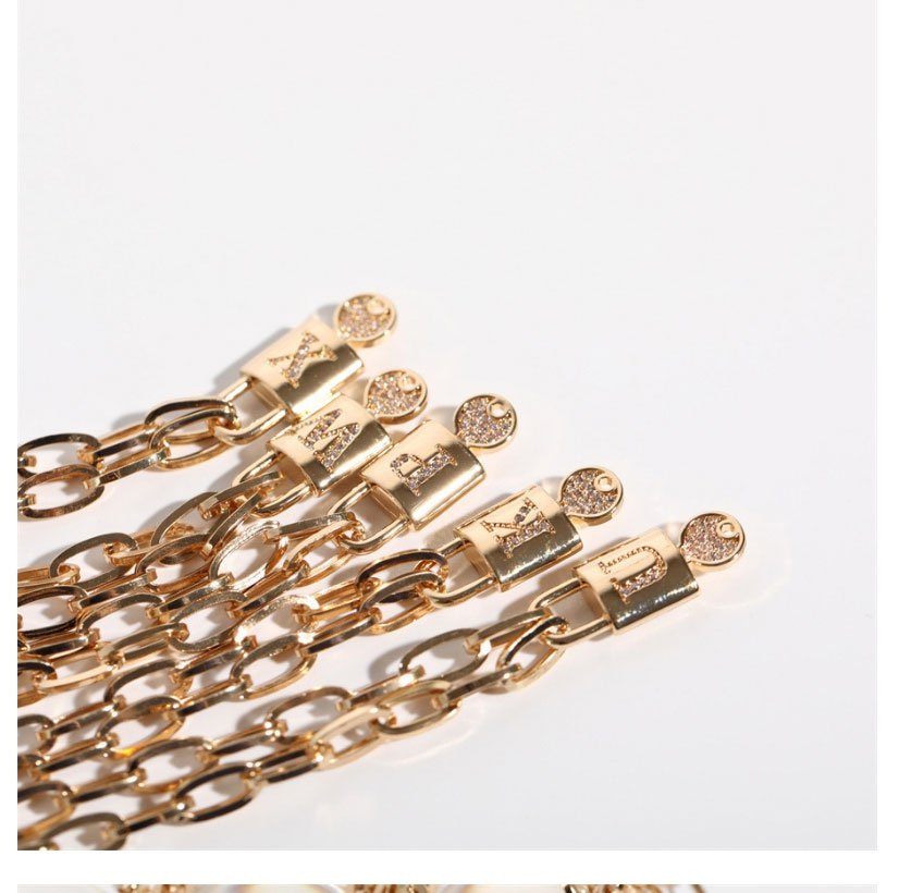 Fashion X Copper Inlaid Zirconium 26 Letters Lock Necklace,Necklaces