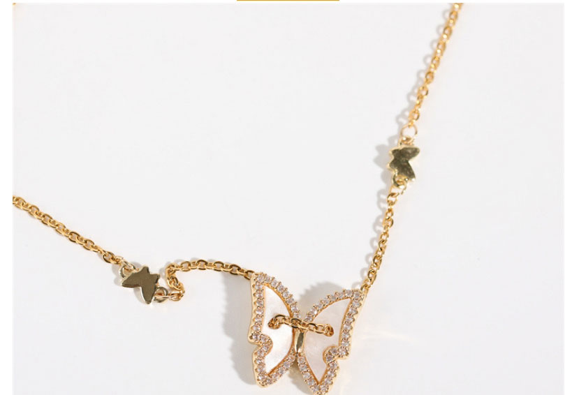 Fashion Micro Inlaid Butterfly Mother-of-pearl Necklace Micro-inlaid Zirconium Butterfly Mother-of-pearl Necklace,Necklaces