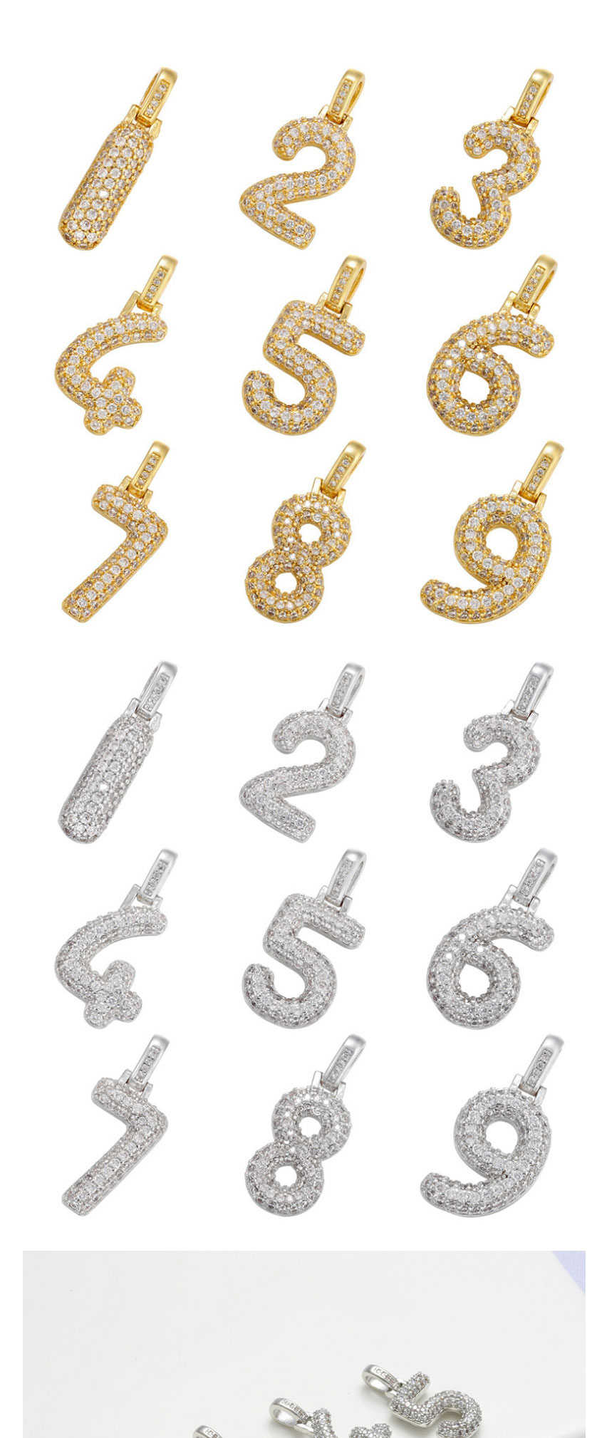Fashion White Gold 1 Copper Diamond Digital Diy Accessories,Jewelry Findings & Components