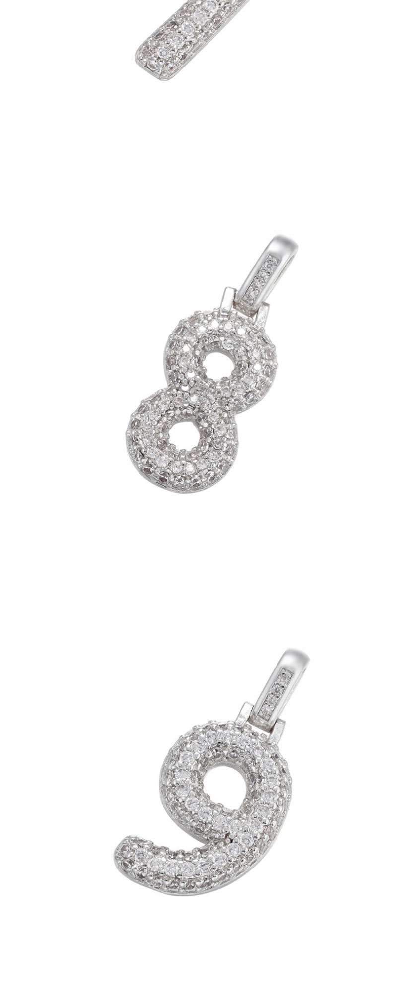 Fashion White Gold 4 Copper Diamond Digital Diy Accessories,Jewelry Findings & Components