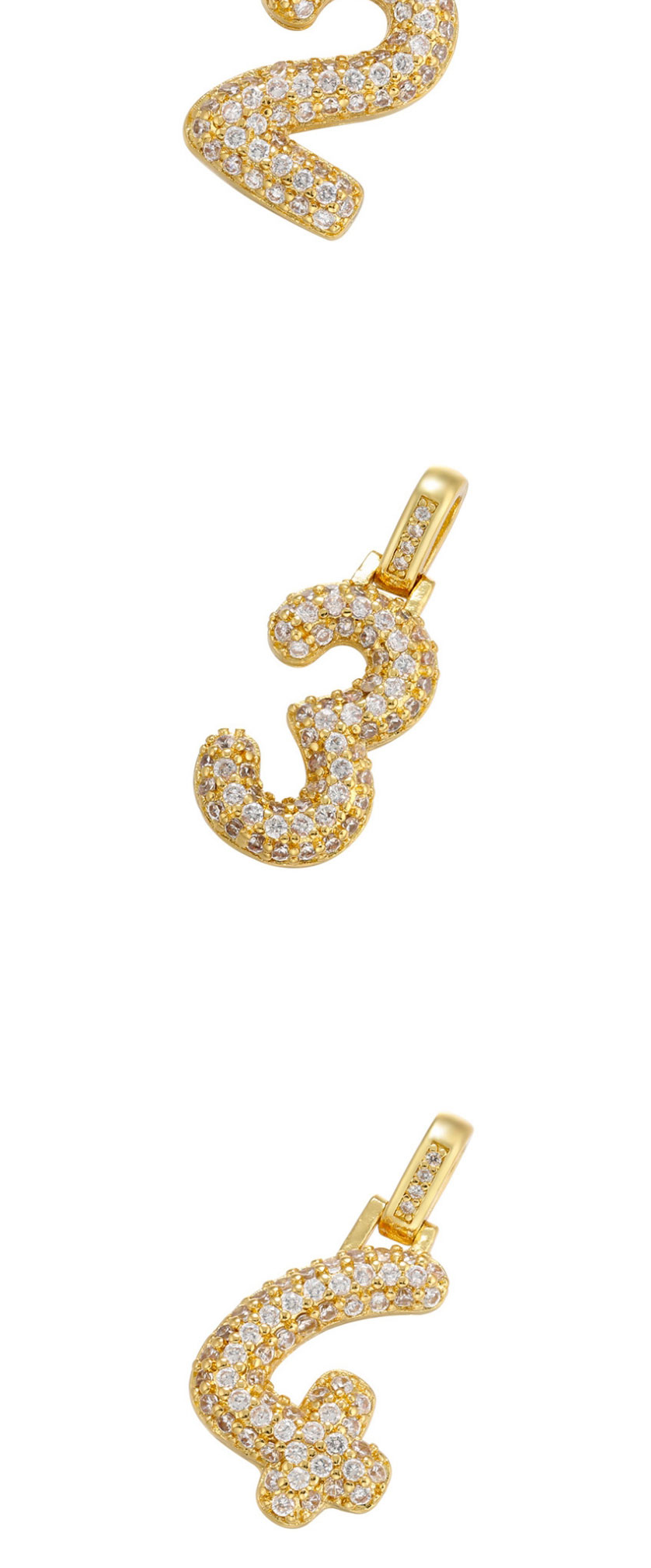 Fashion White Gold 4 Copper Diamond Digital Diy Accessories,Jewelry Findings & Components