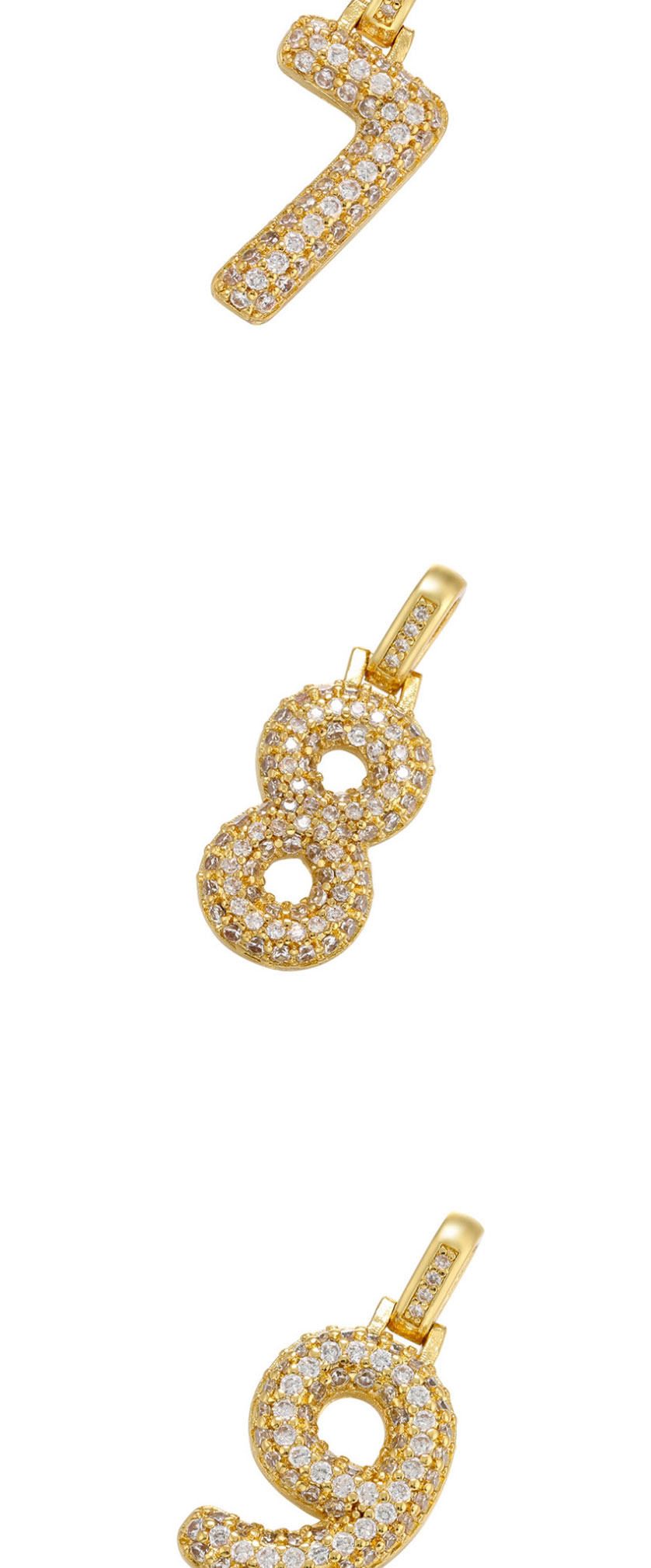 Fashion White Gold 6 Copper Diamond Digital Diy Accessories,Jewelry Findings & Components
