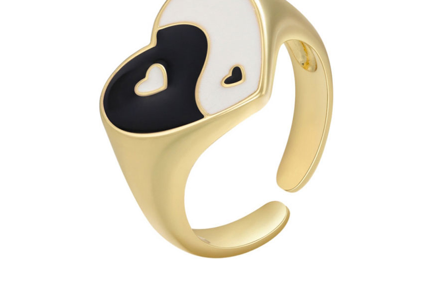 Fashion Black Copper Dripping Oil Love Tai Chi Opening Ring,Rings