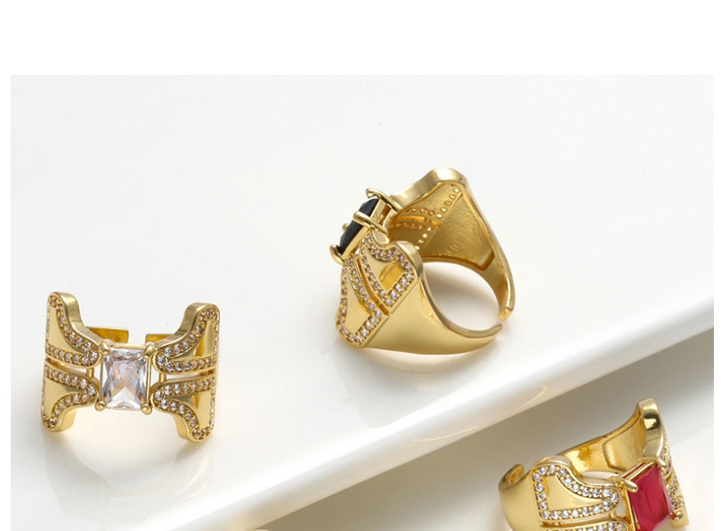 Fashion Red Geometric Open Wide Face Ring,Rings