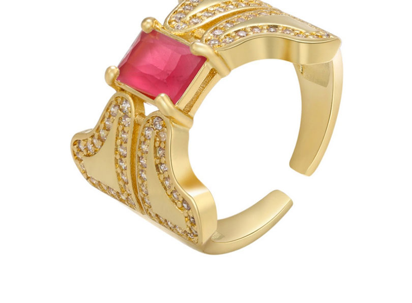 Fashion Red Geometric Open Wide Face Ring,Rings