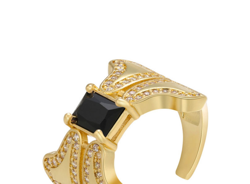 Fashion Black Geometric Open Wide Face Ring,Rings