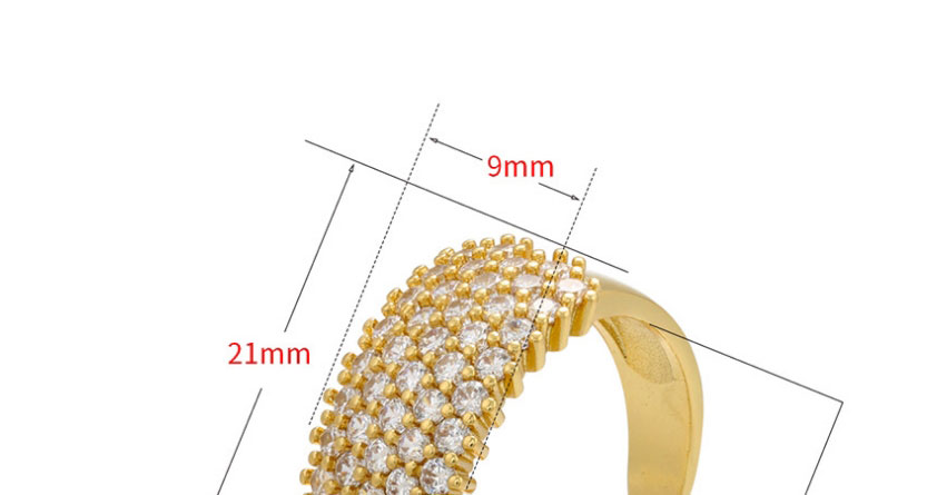 Fashion Gold Copper Inlaid Row Zirconium Open Ring,Rings