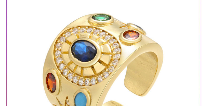 Fashion White Gold Copper Inlaid Zirconium Wide Face Sapphire Open Ring,Rings