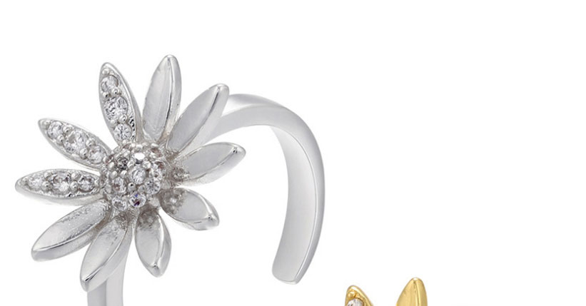 Fashion Gold Micro-inlaid Zirconium Sunflower Open Ring,Rings