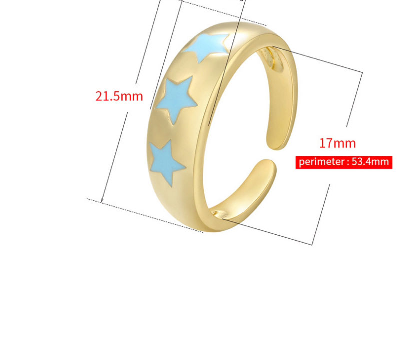 Fashion Blue Copper Drop Oil Five-pointed Star Open Ring,Rings