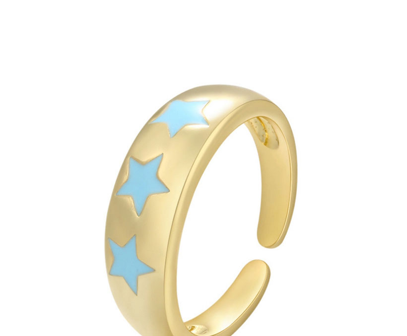Fashion Pink Copper Drop Oil Five-pointed Star Open Ring,Rings