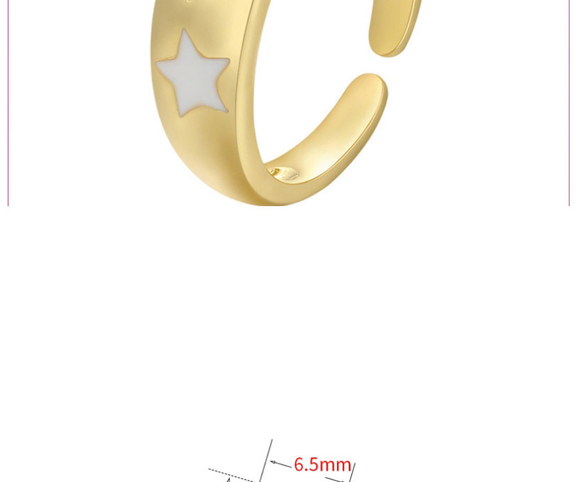 Fashion White Copper Drop Oil Five-pointed Star Open Ring,Rings