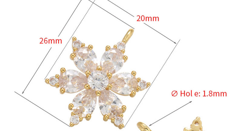 Fashion White Gold Copper Inlaid Zirconium Snowflake Diy Accessories,Jewelry Findings & Components