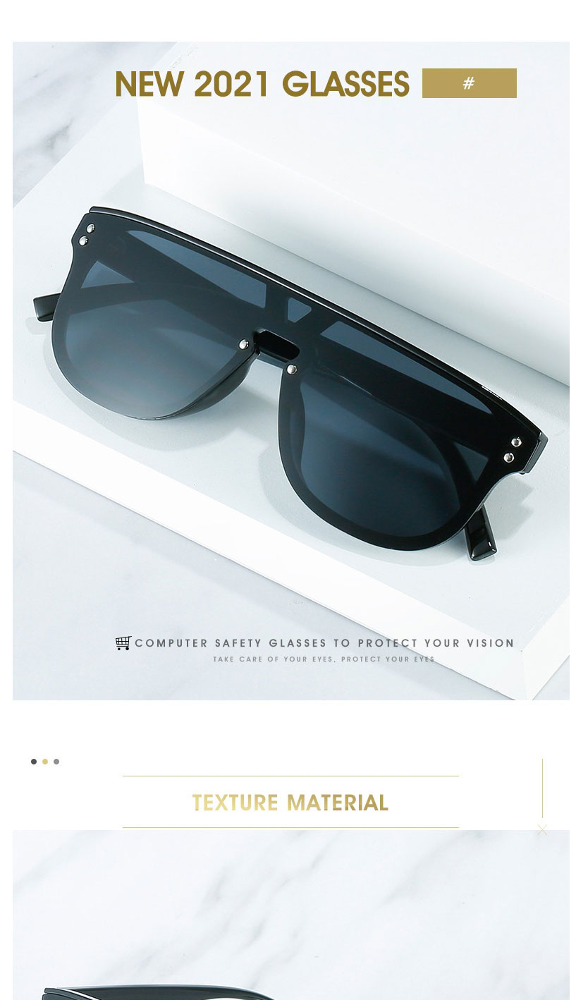 Fashion Black Frame Black Film One-piece Large Frame Sunglasses,Women Sunglasses