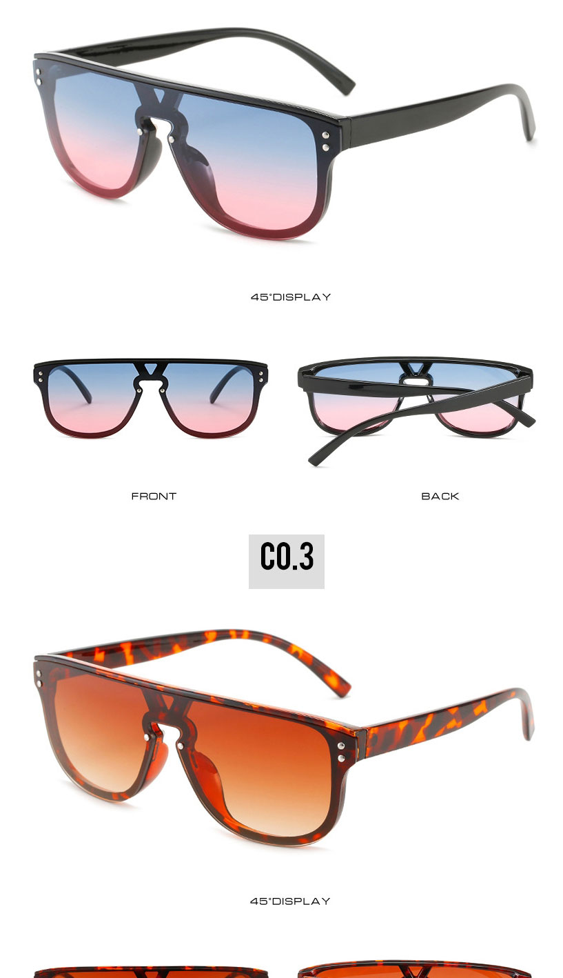 Fashion Leopard Frame Double Tea Slices One-piece Large Frame Sunglasses,Women Sunglasses