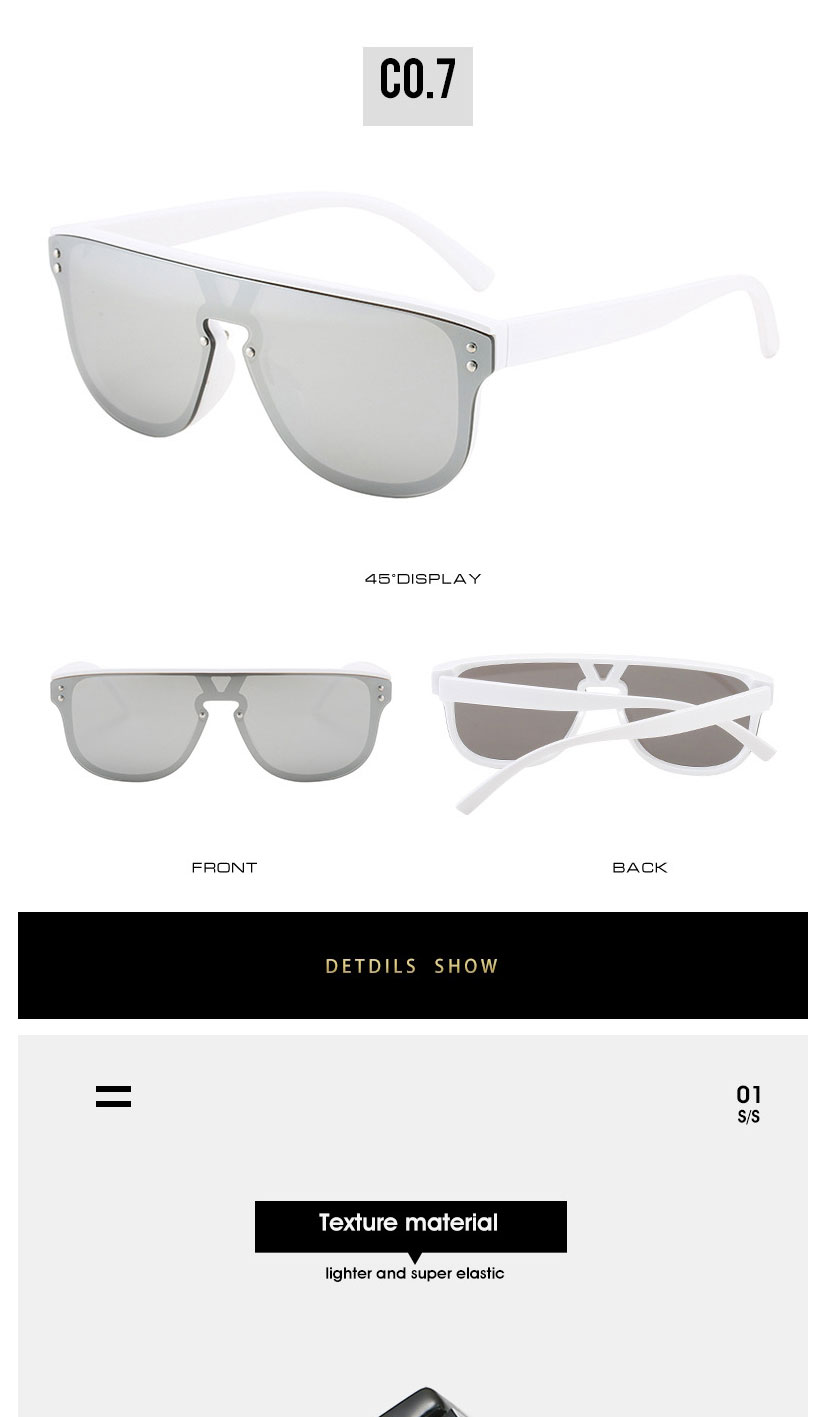 Fashion White Frame White Mercury One-piece Large Frame Sunglasses,Women Sunglasses