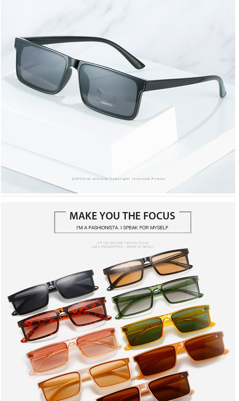 Fashion Black Framed Light Tea Slices Rectangular Small Frame Sunglasses,Women Sunglasses