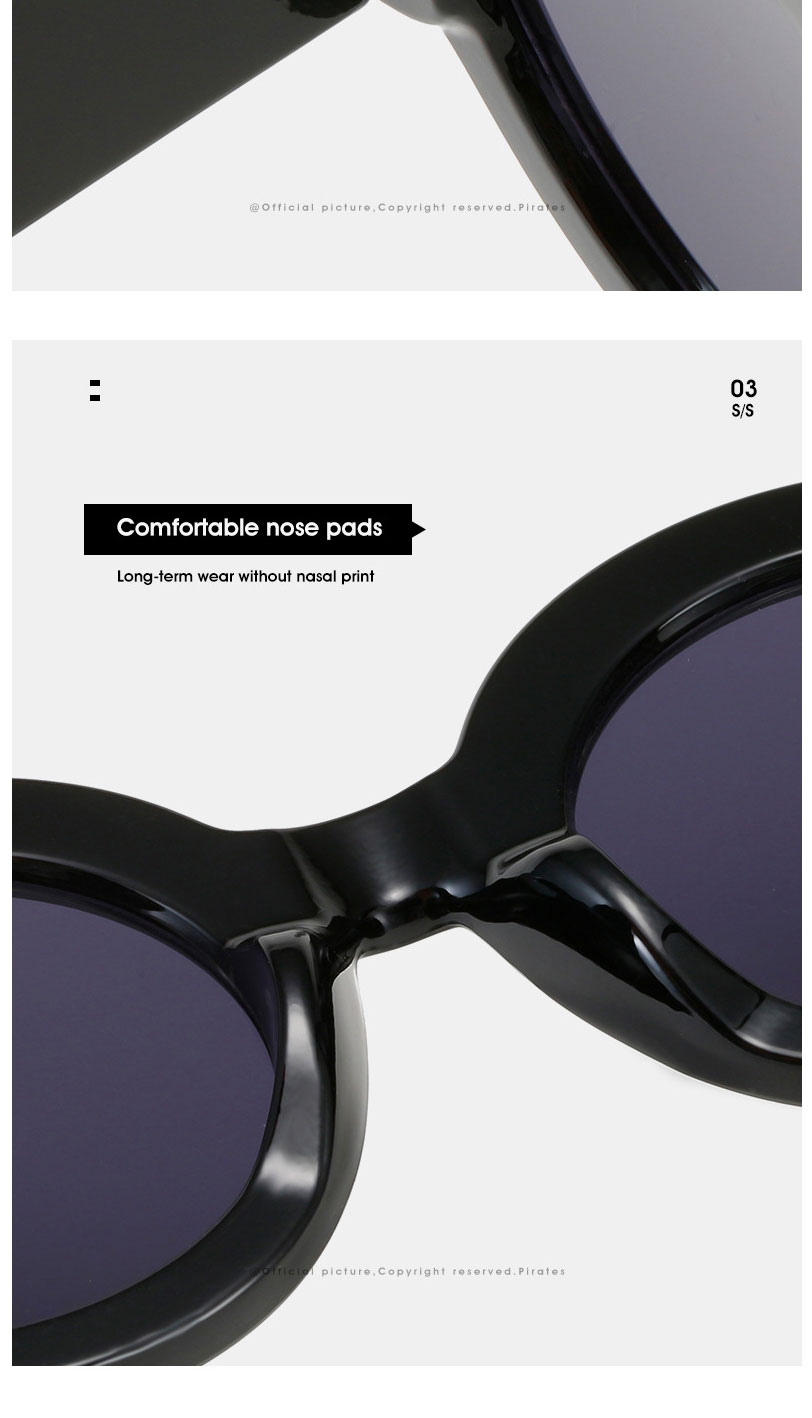 Fashion Upper Beige And Lower White Framed Gray Flakes Large Frame Color Block Round Frame Sunglasses,Women Sunglasses