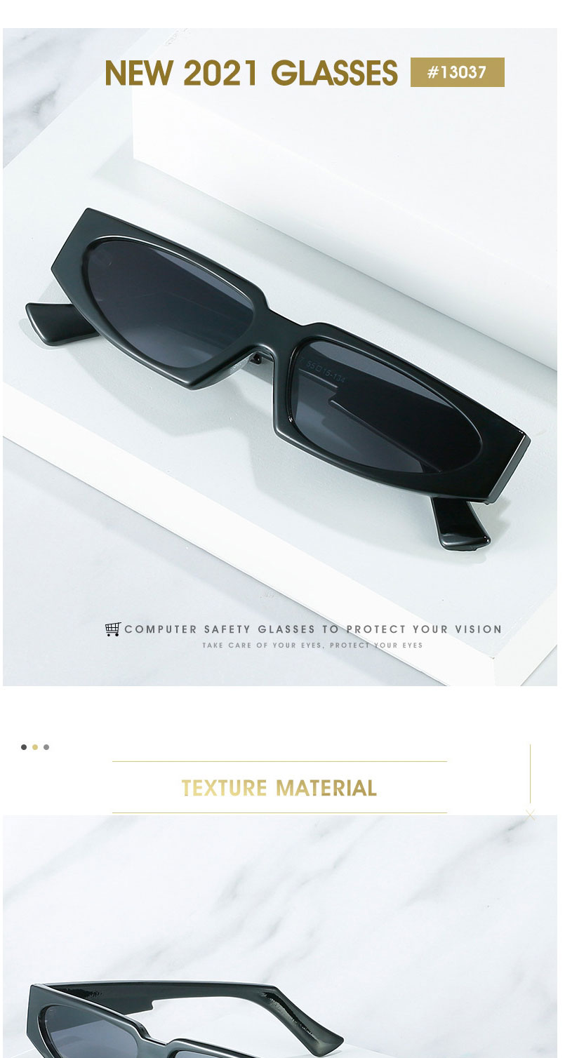 Fashion Champagne Box Full Tea Slices Triangle Narrow Frame Sunglasses,Women Sunglasses