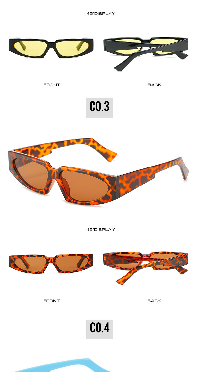 Fashion Leopard Frame Tea Slices Triangle Narrow Frame Sunglasses,Women Sunglasses