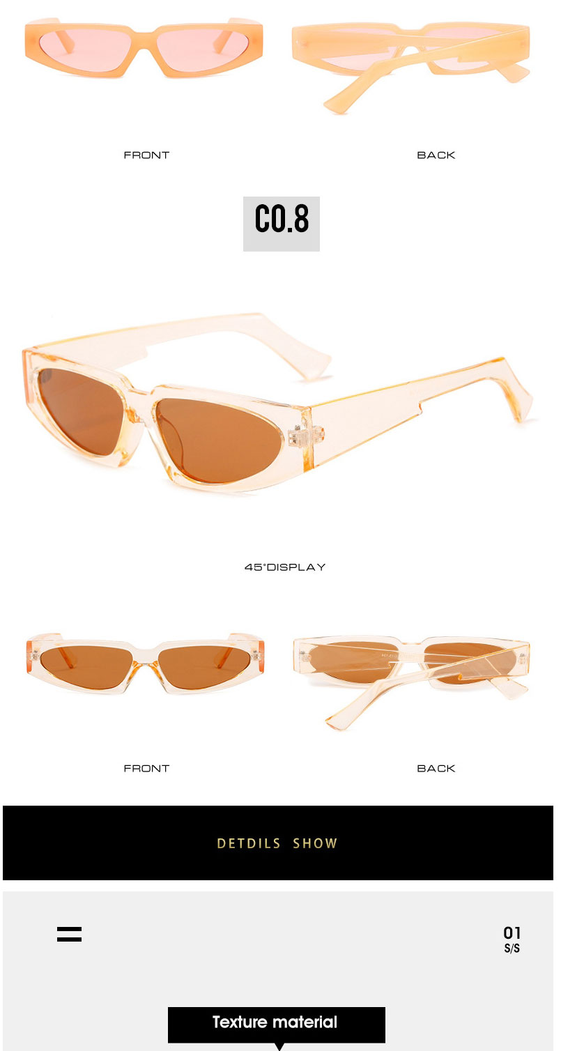 Fashion Champagne Box Full Tea Slices Triangle Narrow Frame Sunglasses,Women Sunglasses