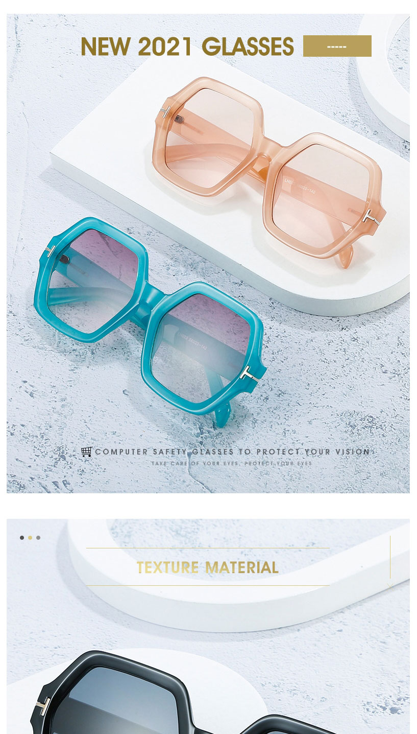 Fashion White Frame Gray Piece T-shaped Polygonal Sunglasses,Women Sunglasses