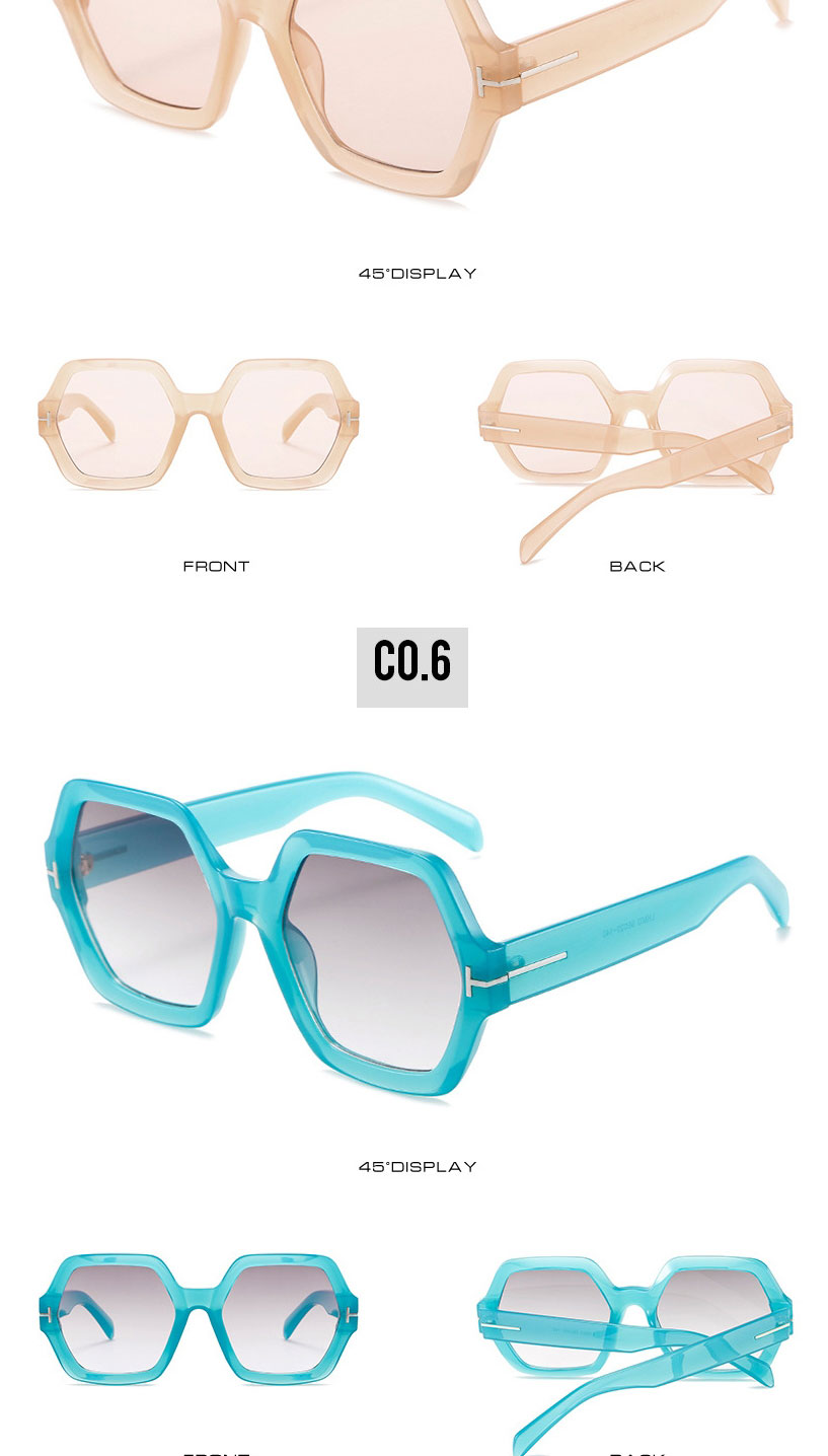 Fashion White Frame Gray Piece T-shaped Polygonal Sunglasses,Women Sunglasses