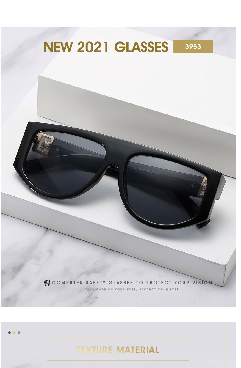 Fashion Black Frame Black Gray Film Large Frame Wide-leg Sunglasses,Women Sunglasses