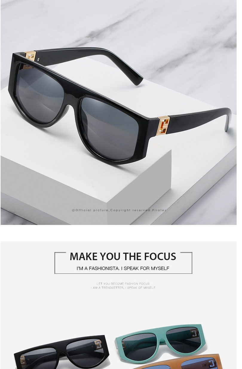 Fashion Black Frame Black Gray Film Large Frame Wide-leg Sunglasses,Women Sunglasses