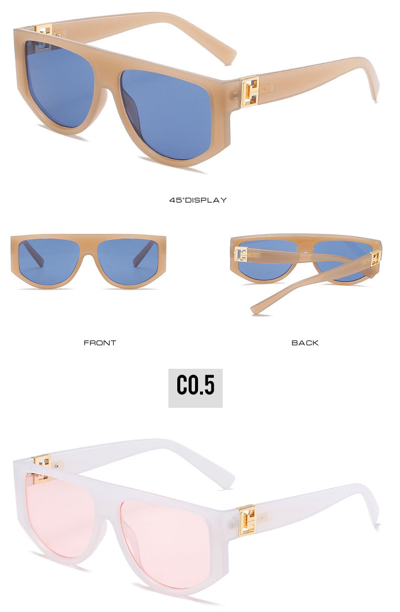 Fashion Transparent White Frame Powder Large Frame Wide-leg Sunglasses,Women Sunglasses
