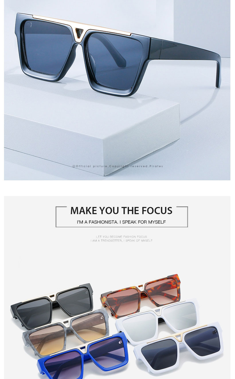 Fashion Blue Frame Double Gray Sheet V-square Sunglasses,Women Sunglasses
