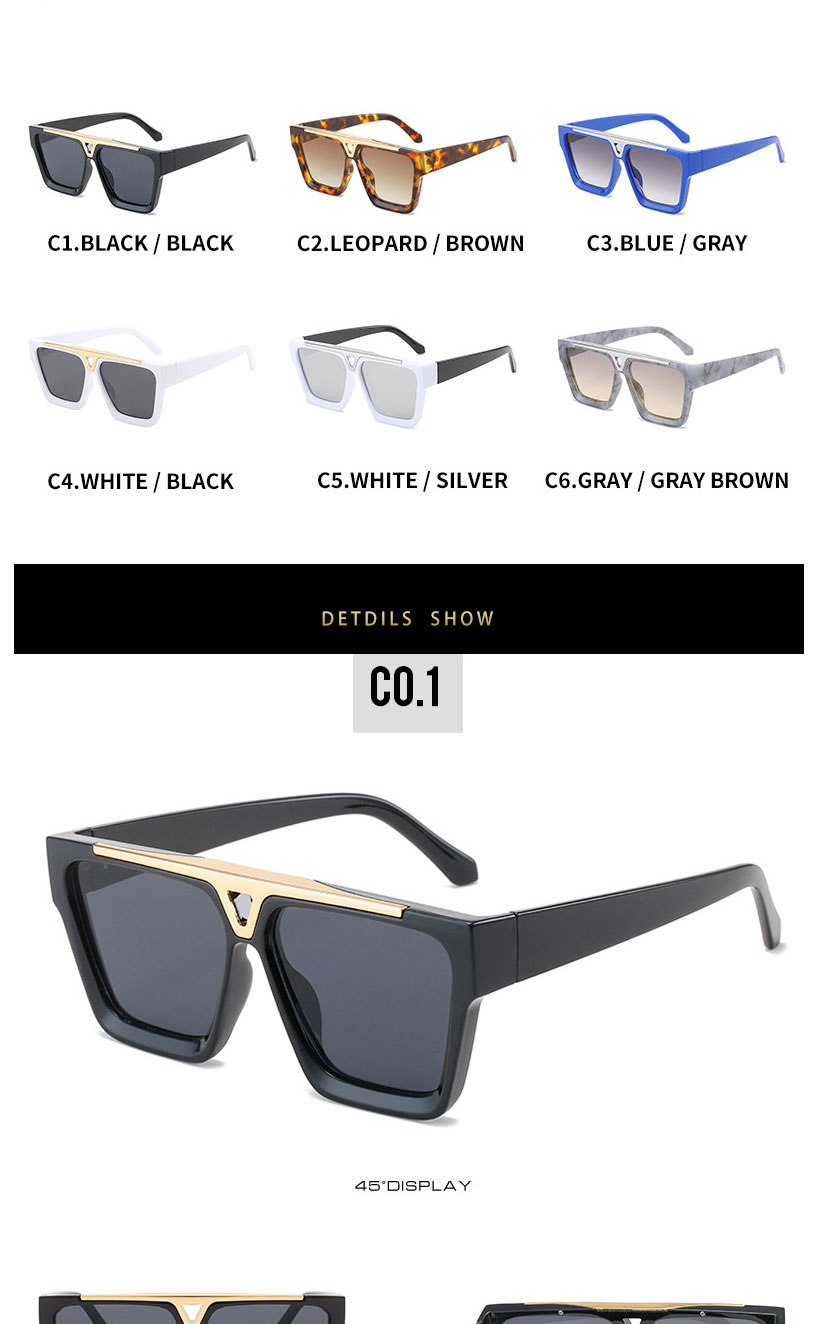 Fashion Blue Frame Double Gray Sheet V-square Sunglasses,Women Sunglasses