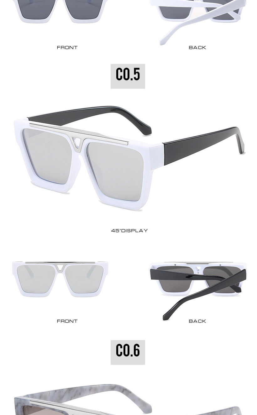 Fashion Grey Porcelain Pattern Frame Double Tea Slices V-square Sunglasses,Women Sunglasses