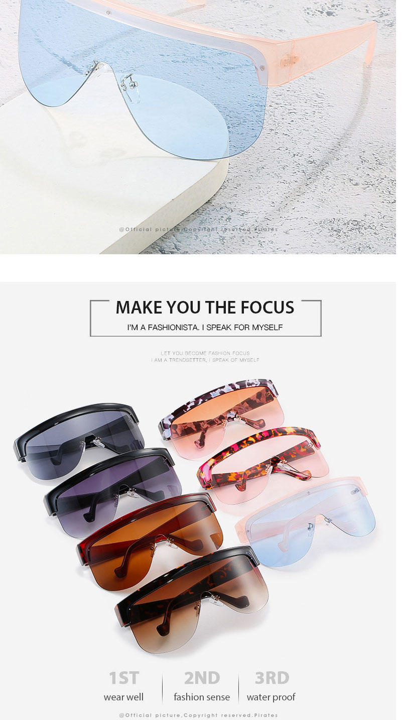 Fashion Leopard Frame Double Tea Slices One-piece Face Mask Large Frame Sunglasses,Women Sunglasses