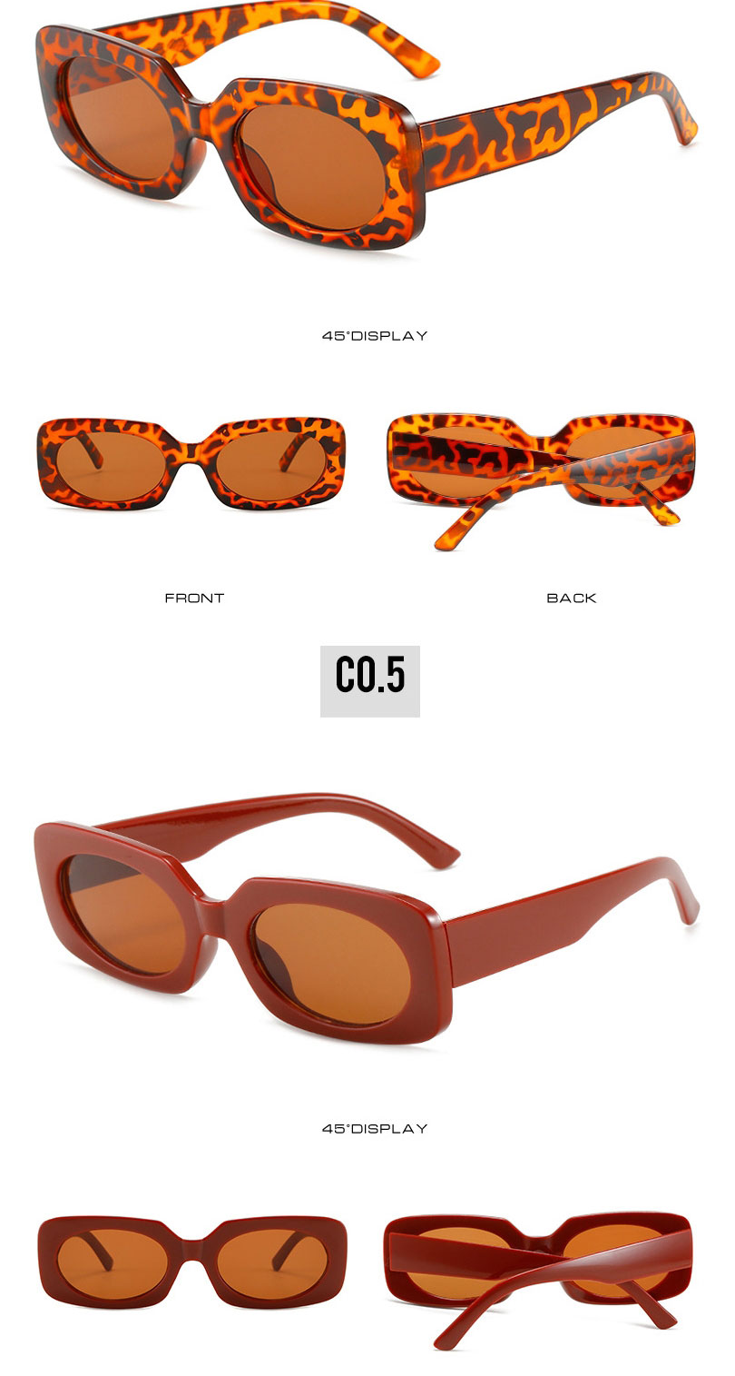 Fashion Leopard Frame Tea Slices Oval Wide-leg Sunglasses,Women Sunglasses