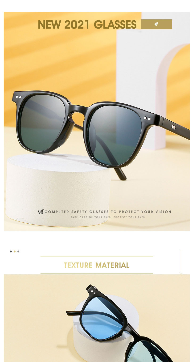 Fashion Black Frame White Film Big Frame Rice Nail Sunglasses,Women Sunglasses