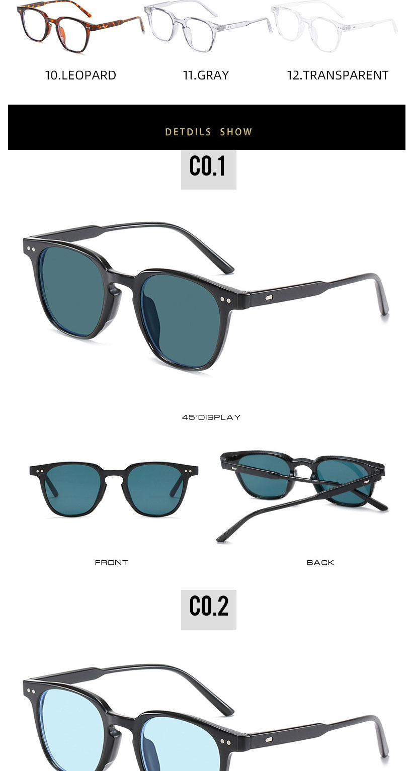 Fashion Black Frame Gray Piece Big Frame Rice Nail Sunglasses,Women Sunglasses