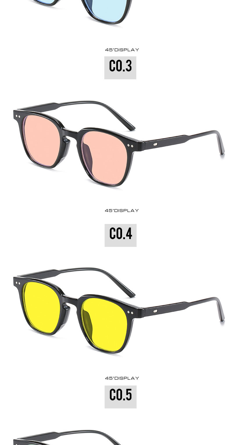 Fashion Black Frame Marine Yellow Big Frame Rice Nail Sunglasses,Women Sunglasses