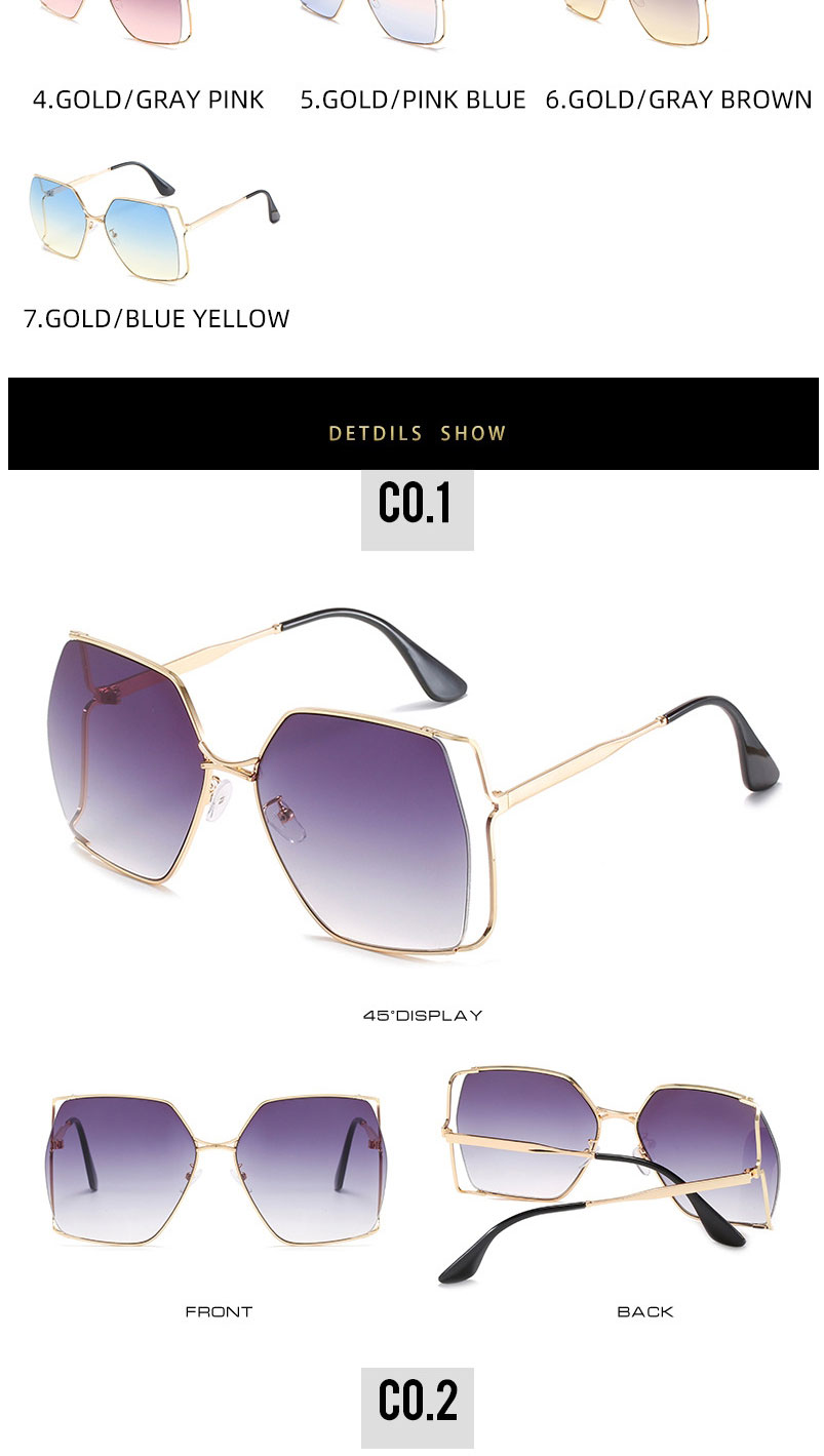 Fashion Gold Frame Top Powder And Bottom Blue Film Square Half-rim Sunglasses,Women Sunglasses