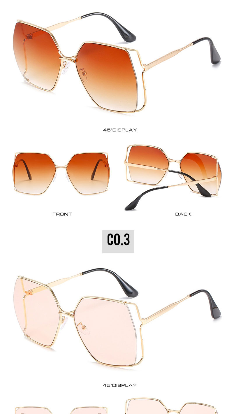Fashion Golden Frame Upper Ash And Lower Tea Slices Square Half-rim Sunglasses,Women Sunglasses