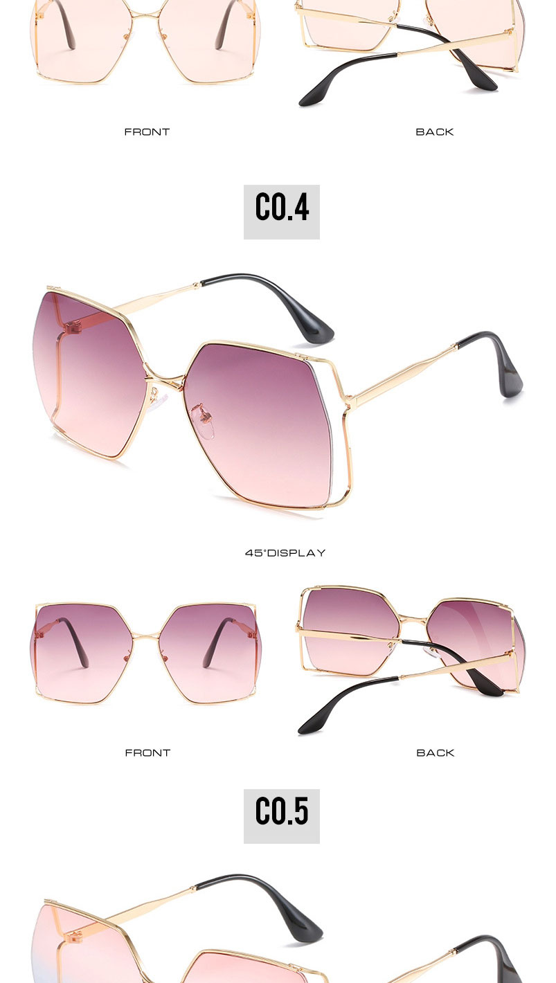 Fashion Gold Frame Champagne Slices Square Half-rim Sunglasses,Women Sunglasses