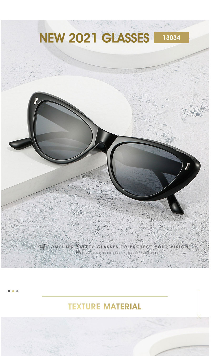 Fashion Black Frame Black Film Cat Eye Rice Stud Sunglasses,Women Sunglasses
