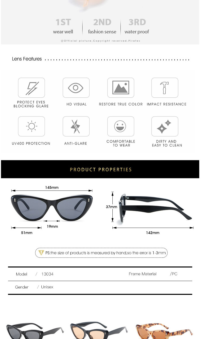 Fashion Powder Frame Double Powder Tablets Cat Eye Rice Stud Sunglasses,Women Sunglasses