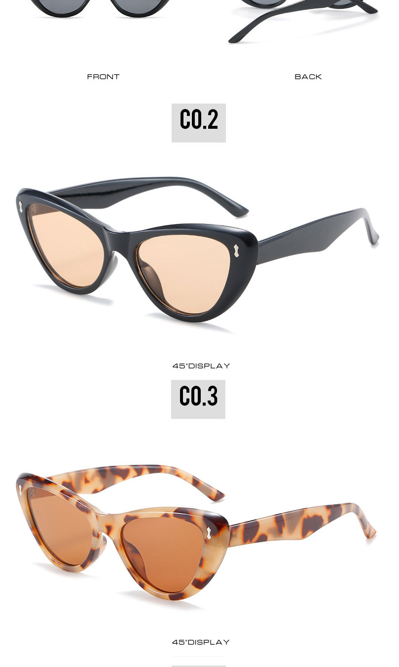 Fashion Rice White Frame Light Tea Slices Cat Eye Rice Stud Sunglasses,Women Sunglasses