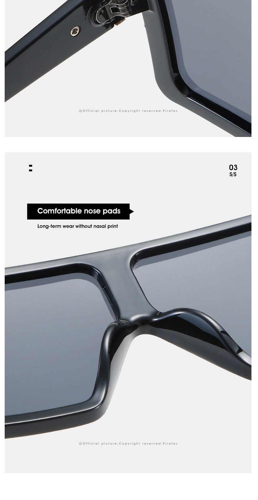 Fashion Black Frame Double Gray Sheet T-shaped Big Frame Sunglasses,Women Sunglasses