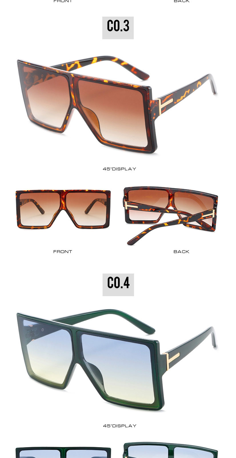 Fashion Grey Frame Grey Tea Slices T-shaped Big Frame Sunglasses,Women Sunglasses