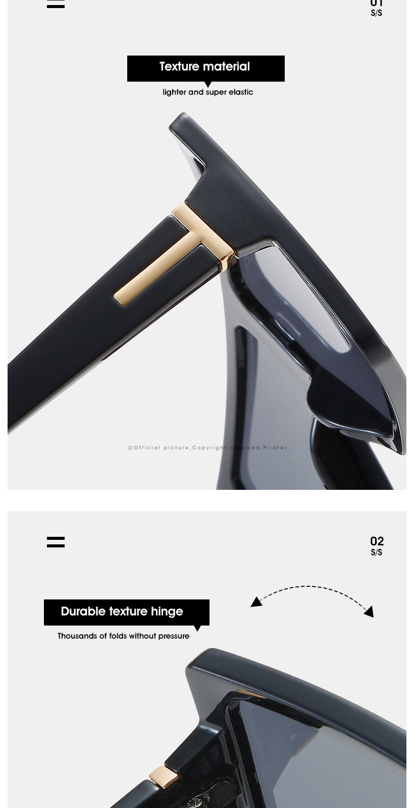 Fashion Champagne Box Tea Slices T-shaped Big Frame Sunglasses,Women Sunglasses