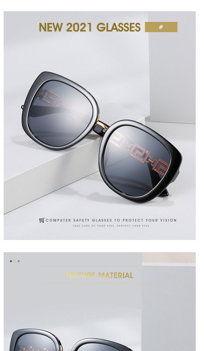 Fashion Leopard Frame Double Tea Slices Chain Large Frame Sunglasses,Women Sunglasses