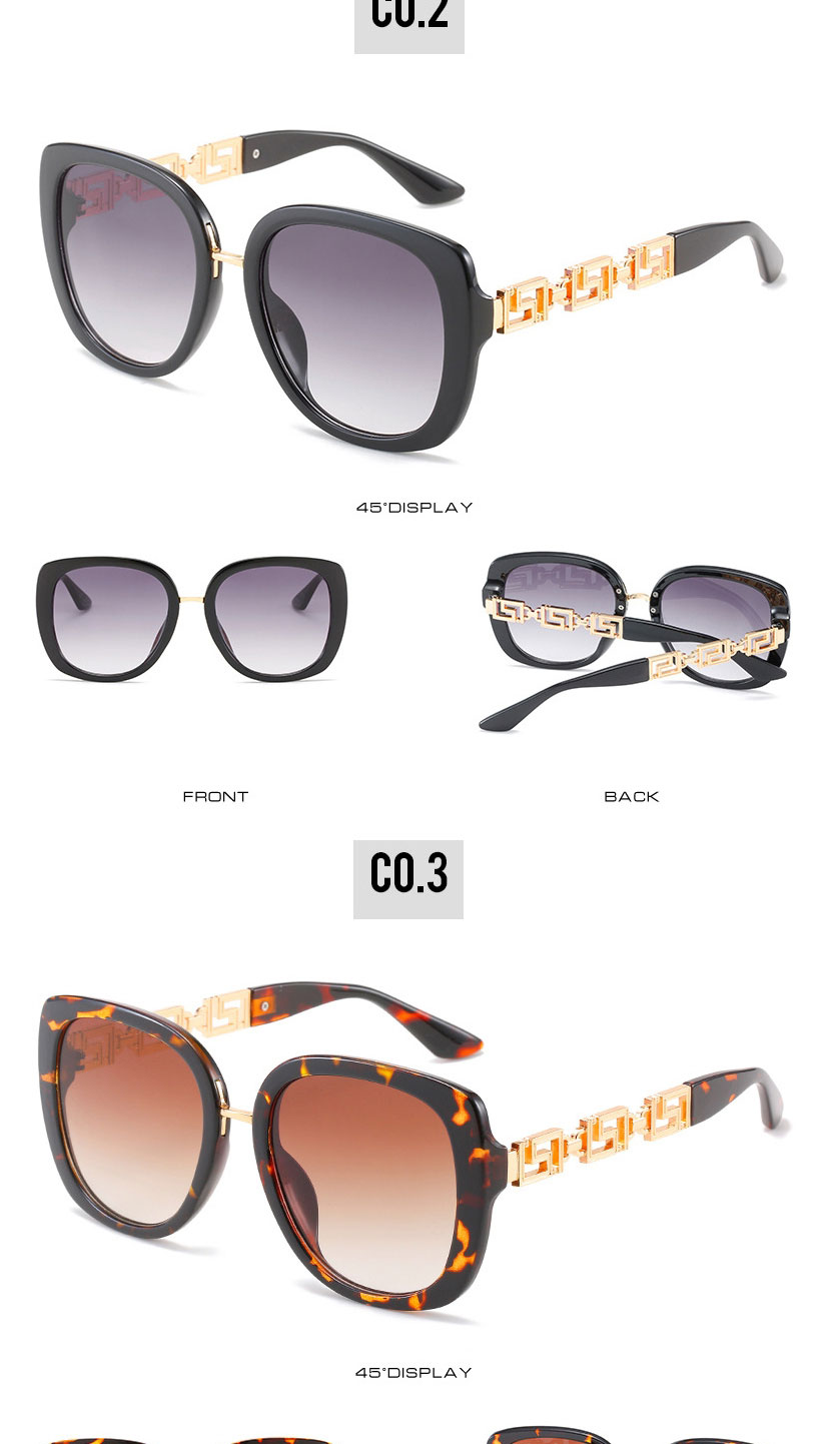 Fashion Leopard Frame Double Tea Slices Chain Large Frame Sunglasses,Women Sunglasses