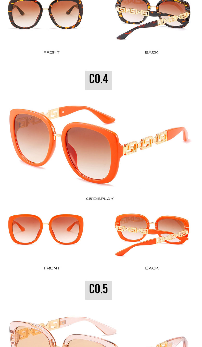 Fashion Orange Box Tea Slices Chain Large Frame Sunglasses,Women Sunglasses